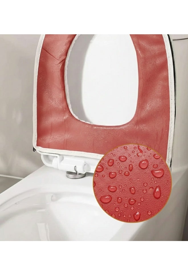 Toilet Seat Cushion with Handle & Zipper – Winter Padded Toilet Seat Cover, Stylish Waterproof Backing, Soft and Comfortable for Bathroom - Image 4